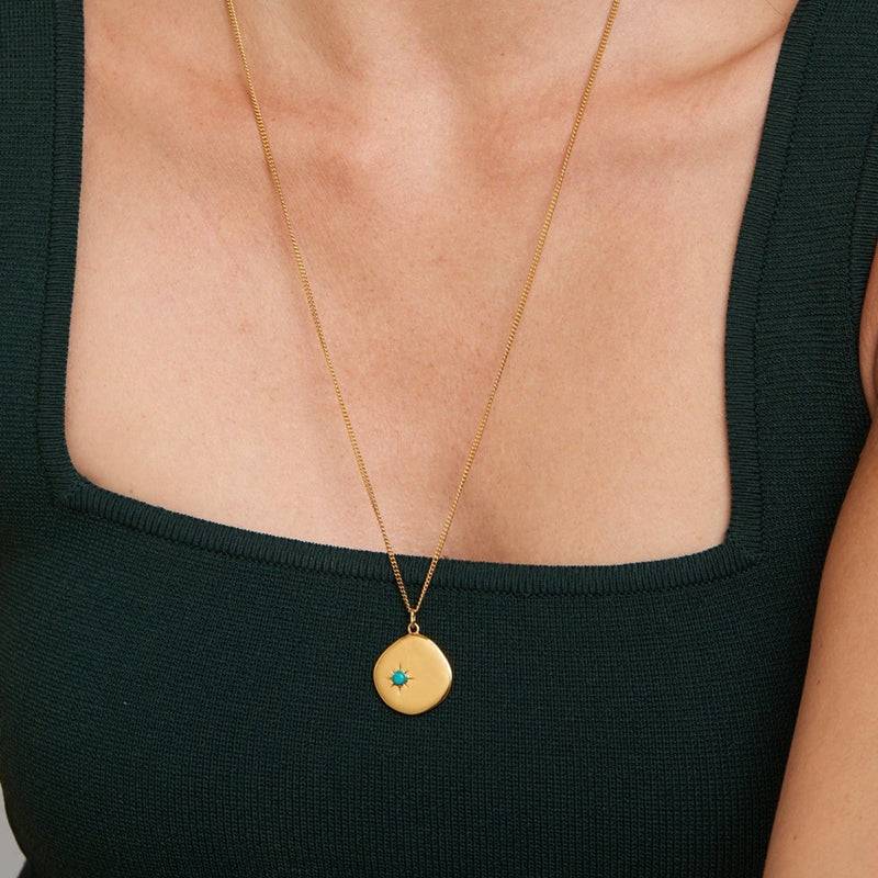 Mosuo Jewellery Geburtsstein Halskette Dezember - Vermeil & Türkis Im Verkauf