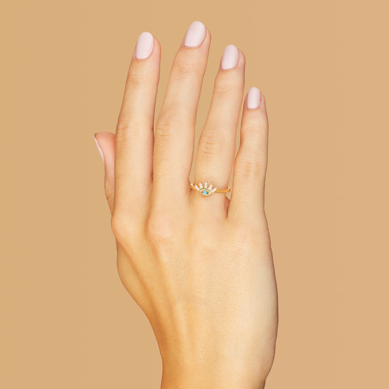 Mosuo Jewellery Türkis Diamant Evil Eye Ring Verkauf