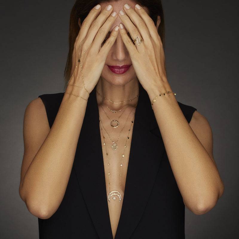 Mosuo Jewellery Diamant Mond & Stern Halskette Neueste Mode