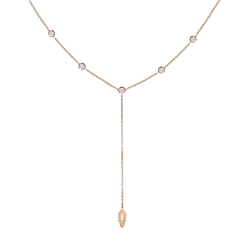 Mosuo Jewellery Feder Y-Halskette mit Steinen Räumungsverkauf
