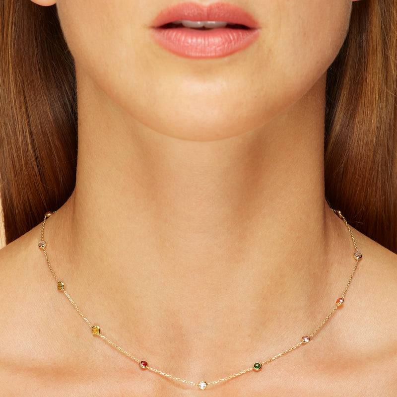 Mosuo Jewellery Regenbogen Halskette mit Steinen Tägliche Deals