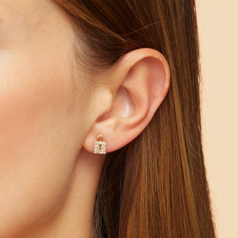 Mosuo Jewellery Schloss und Schlüssel Diamant Ohrstecker Hotsell