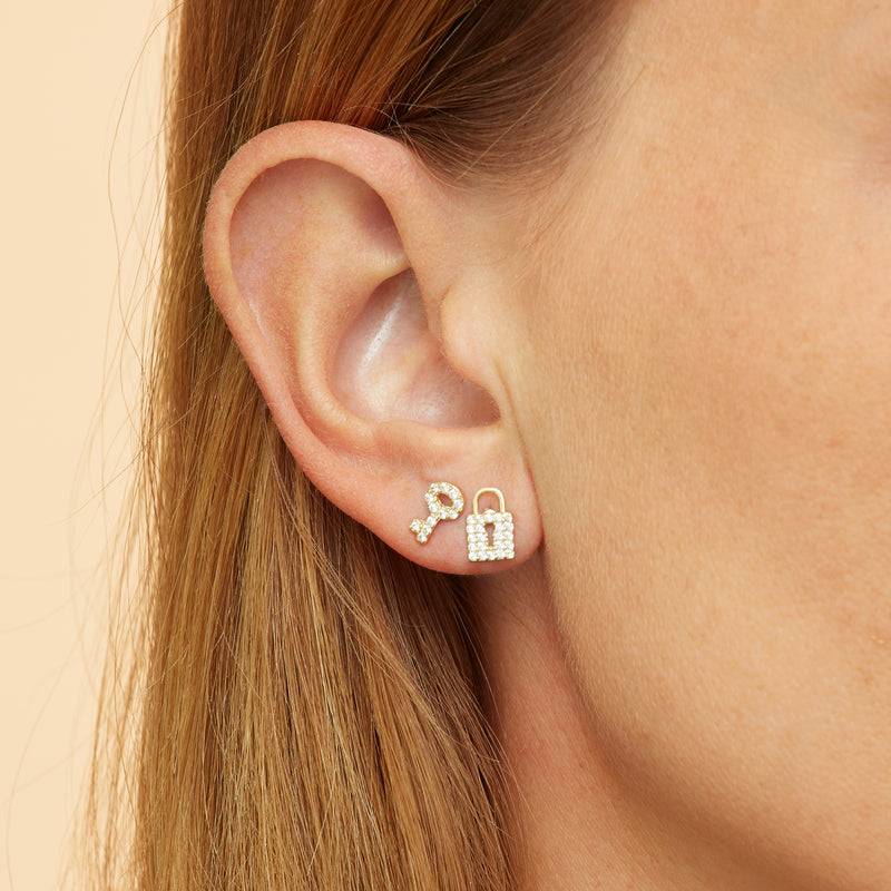 Mosuo Jewellery Schloss und Schlüssel Diamant Ohrstecker Hotsell