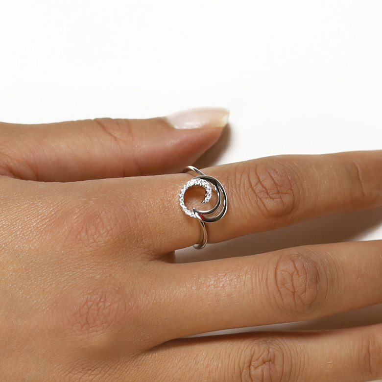 Nana Kay Swinging Silver Ring Waves Clearance-Verkauf