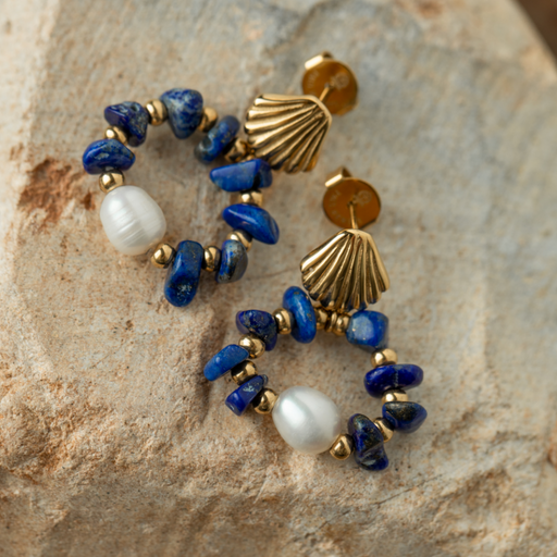 Paul Hewitt Scallop Stone Ohrring Gold Große Rabatte