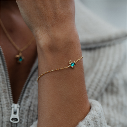 Paul Hewitt Turtle Mono Armkette Aquamarine Gold Neuheiten