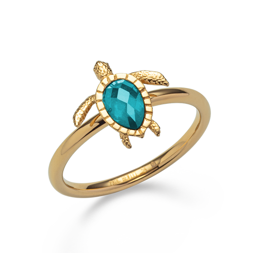 Paul Hewitt Turtle Ring Aquamarine Gold Super Sparpreis