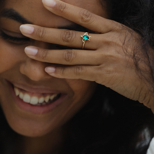 Paul Hewitt Turtle Ring Aquamarine Gold Super Sparpreis