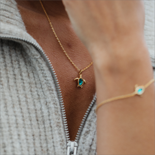 Paul Hewitt Turtle Mono Halskette Aquamarine Gold Kostenlose Rückgabe