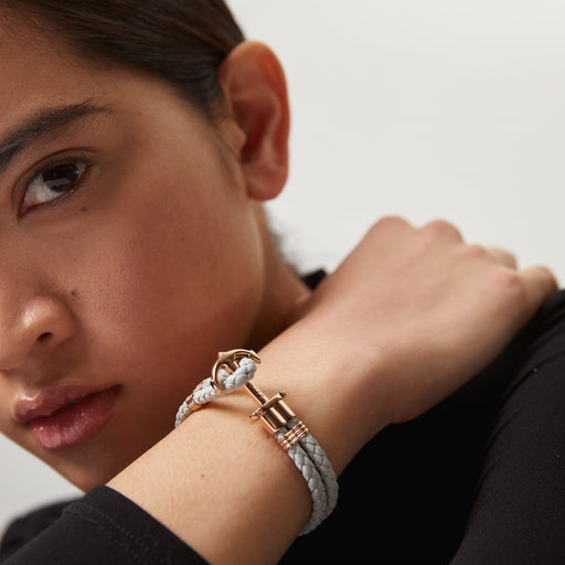 Paul Hewitt Ankerarmband Phrep Roségold Leder Grau Günstig kaufen
