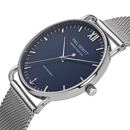 Paul Hewitt Sailor 39 mm Uhr Silber Blau Tiefpreis