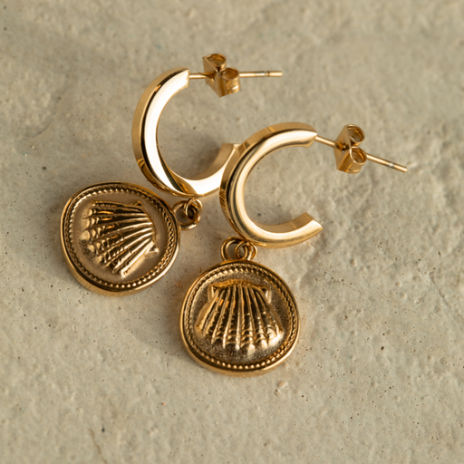 Paul Hewitt Scallop Coin Ohrring Gold Valentinstagsangebot