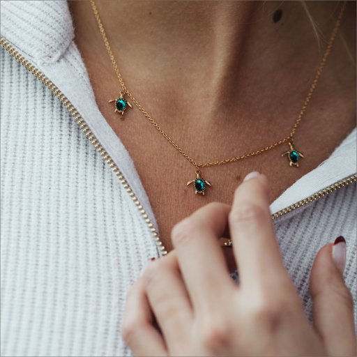 Paul Hewitt Turtle Halskette Aquamarine Gold Zeitlich begrenztes Angebot