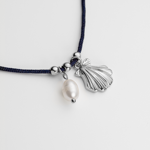Paul Hewitt Scallop Blue Nylon Halskette Silber Rabatte dieses Monats