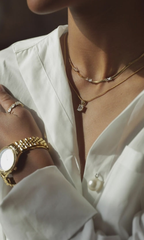 Paul Valentine Baguette Stone Necklace Kauf eins, bekomm eins gratis