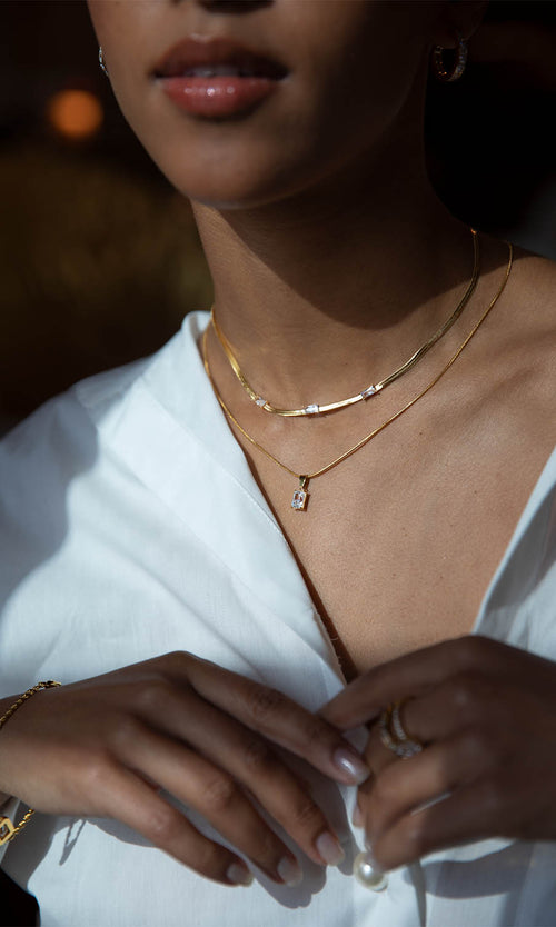 Paul Valentine Baguette Stone Necklace Kauf eins, bekomm eins gratis