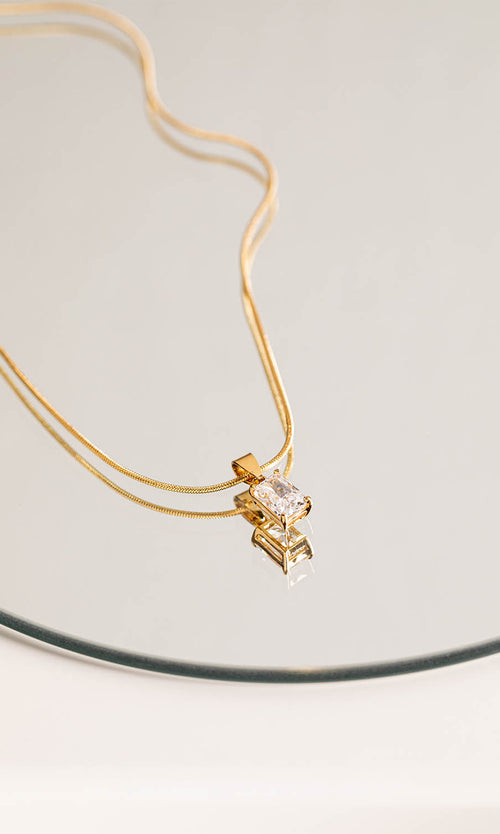 Paul Valentine Baguette Stone Necklace Kauf eins, bekomm eins gratis