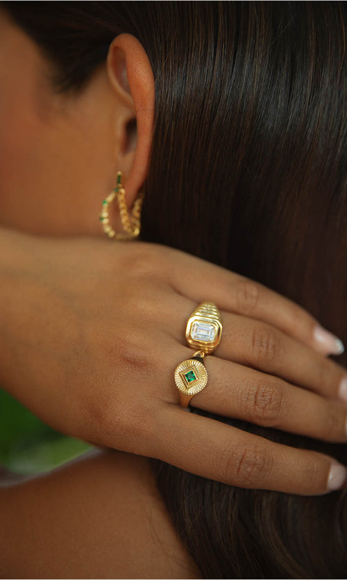 Paul Valentine Emerald Ring White 50% Rabatt mit kostenlosem Versand