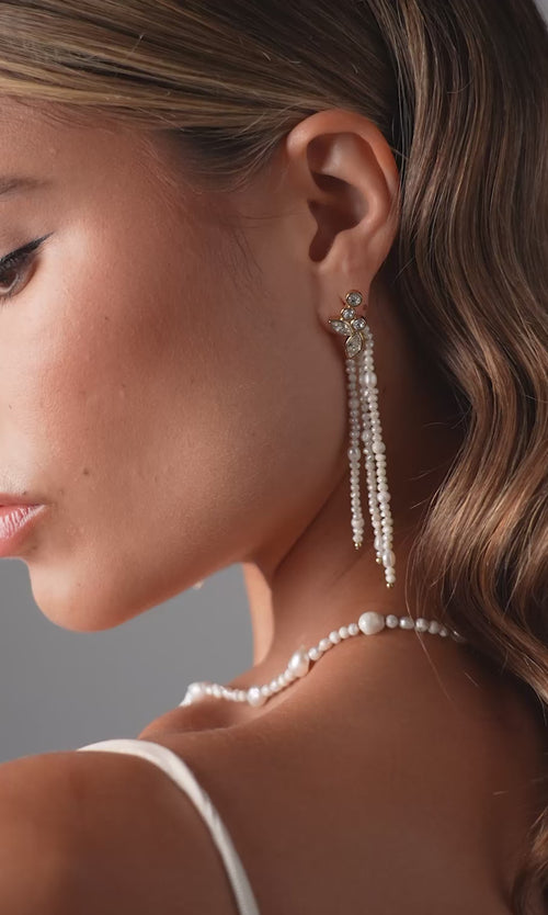 Paul Valentine Adorn Earrings Pearl Tassel Große Rabatte