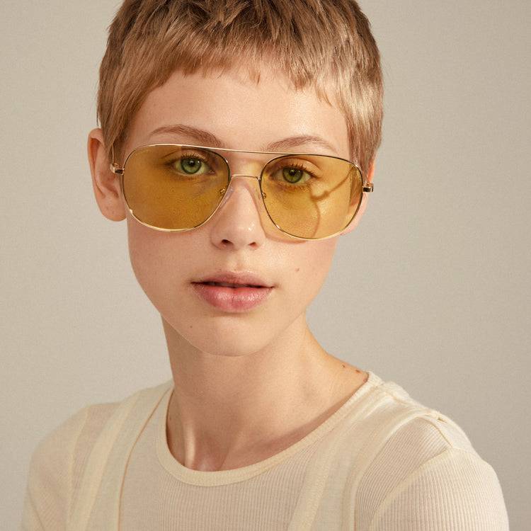 Pilgrim DALLAS Sonnenbrille Gelb/Gold Großer Ausverkauf