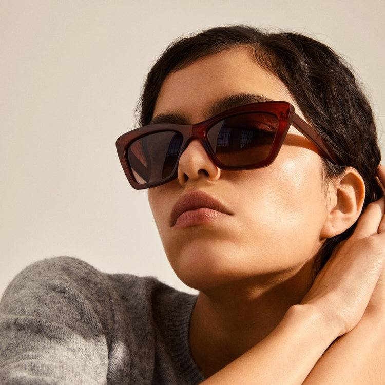 Pilgrim DAKOTA eckige Cat-Eye-Sonnenbrille braun Preisnachlass
