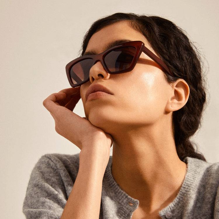 Pilgrim DAKOTA eckige Cat-Eye-Sonnenbrille braun Preisnachlass