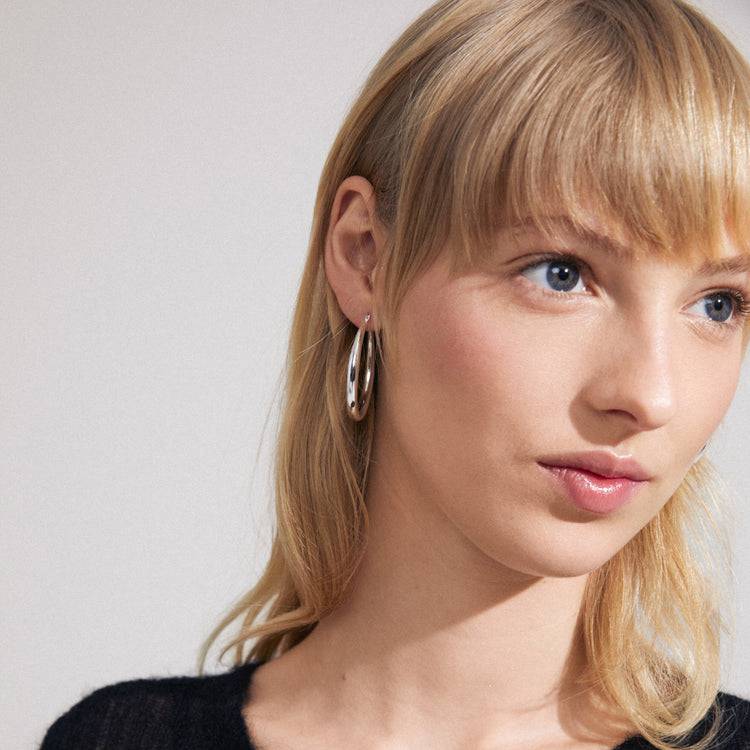 Pilgrim PRIYA recycelte Creolen versilbert Jubiläumsangebot