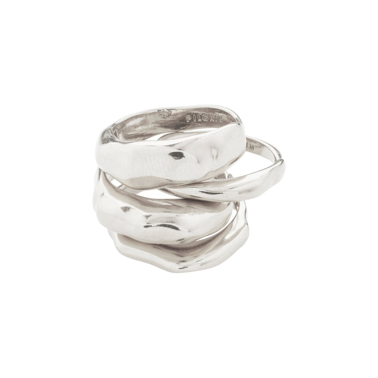 Pilgrim ASHER recycelte Ringe 4-in-1-Set versilbert Neueste Mode