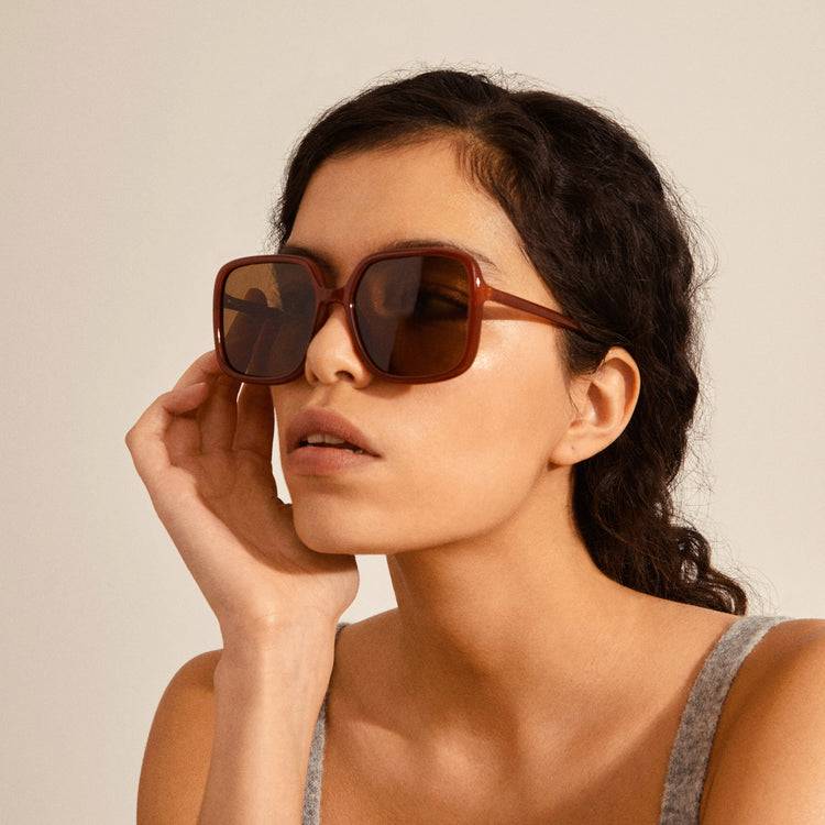 Pilgrim MILAN oversized Retro-Sonnenbrille braun Lagerräumung