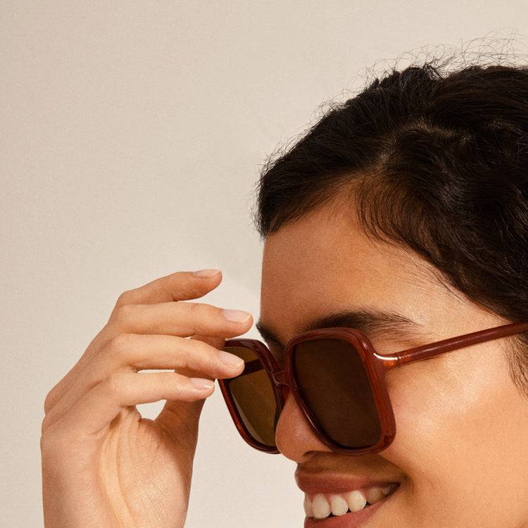 Pilgrim MILAN oversized Retro-Sonnenbrille braun Lagerräumung
