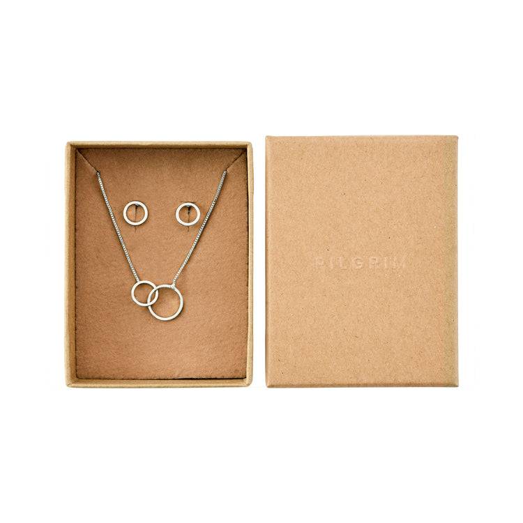 Pilgrim Viviane recyceltes Set, Halskette & Ohrstecker, versilbert Super Sparpreis
