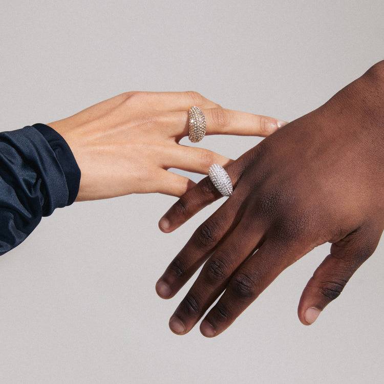 Pilgrim FOCUS recycelte Kristall Ring versilbert Speichern exportieren
