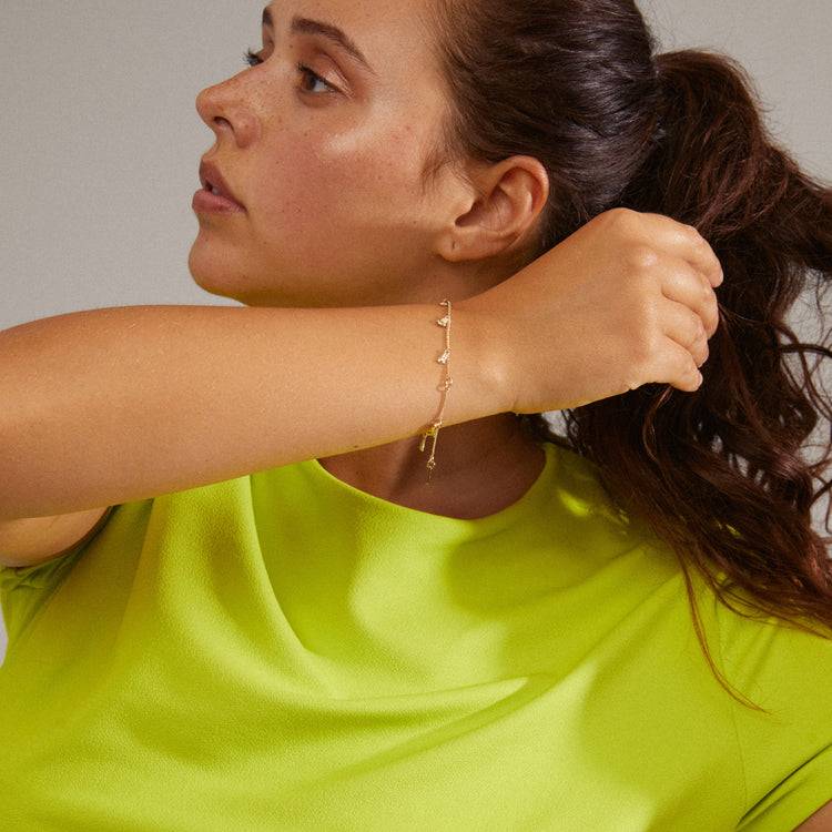 Pilgrim QUINN recyceltes Kristall-Armband mit Charm, vergoldet Heißer Verkauf