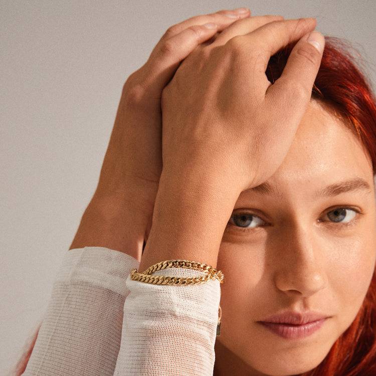Pilgrim BLOSSOM recyceltes Panzerketten-Armband, 2-in-1, vergoldet Muttertagsangebot