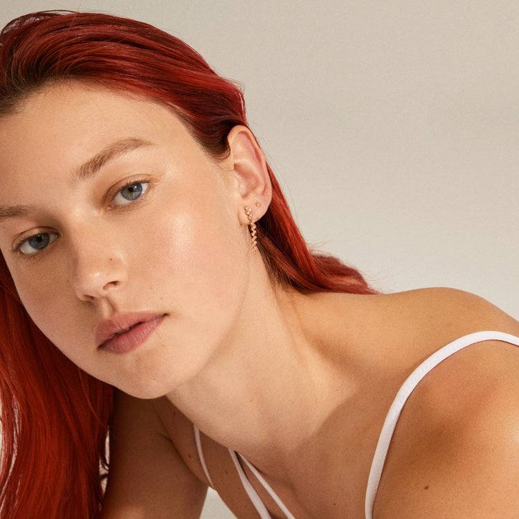 Pilgrim JOLENE recycelte Kettenohrringe 2-in-1, mit Roségold platt Clearance-Verkauf