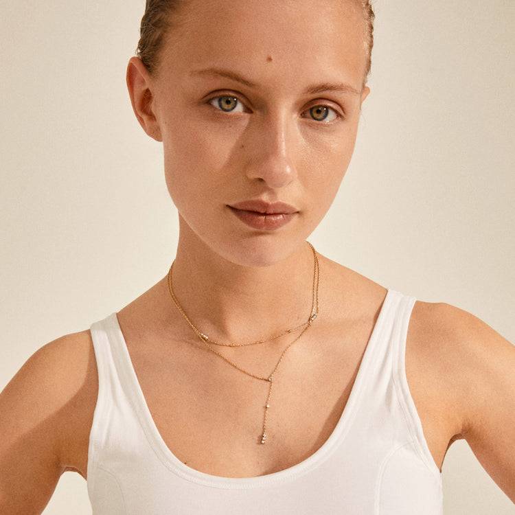 Pilgrim KAMARI recycelte chain Halskette m. Kristallen, vergoldet Black Friday