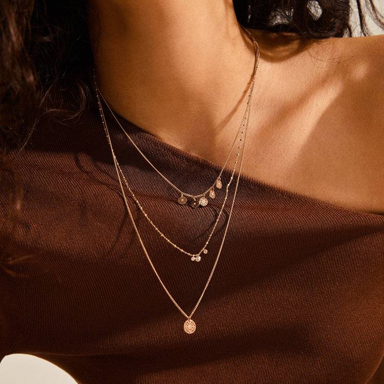 Pilgrim CAROL layered Halskette, 3 in einem mit roségold plattiert Lagerräumung