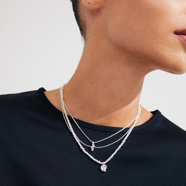 Pilgrim SEA Halskette, 3-in-1 Set, Weiß/Versilbert Cyber Monday