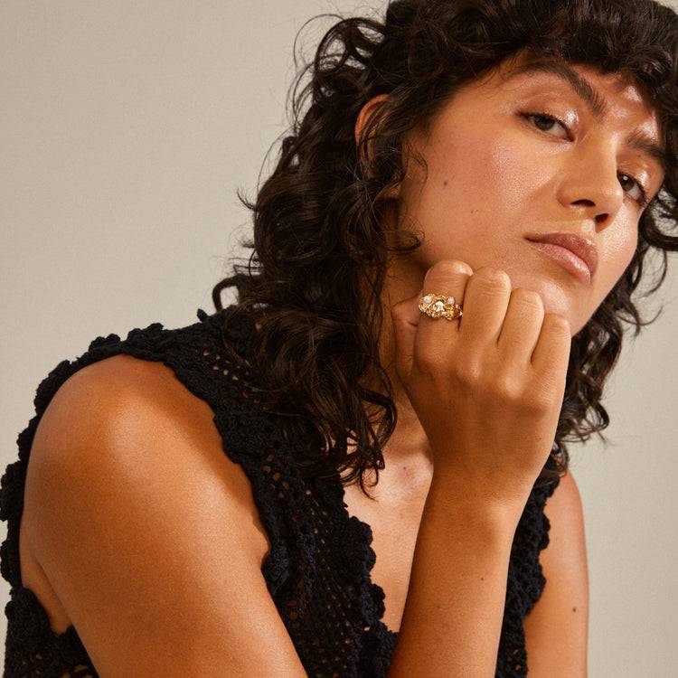 Pilgrim MOON recycelter Ring vergoldet Neueste Stile