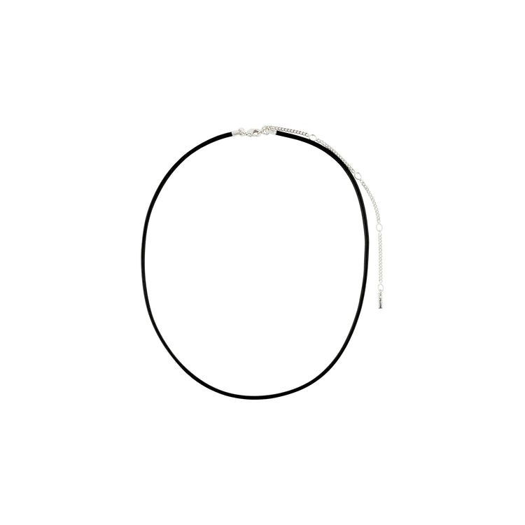 Pilgrim CHARM Lederband-Halskette, schwarz/versilbert Bis zu 50% Rabatt