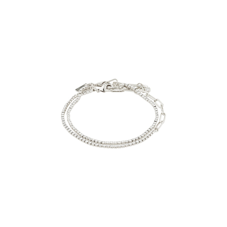 Pilgrim ROWAN Kristallarmband, 2-in-1, versilbert