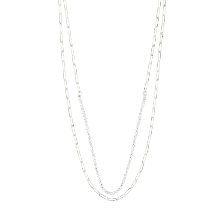 Pilgrim ROWAN recycelte Halskette, 2-in-1, versilbert