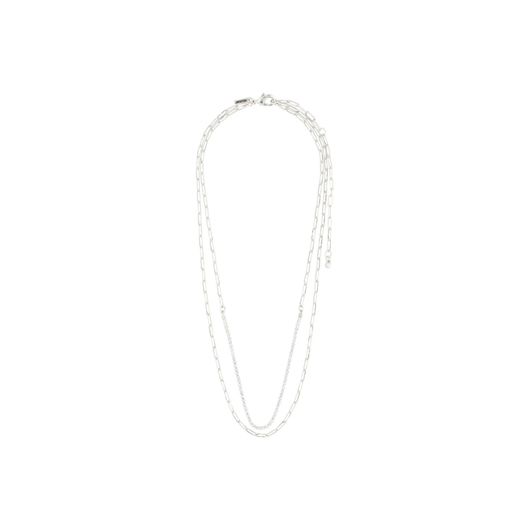 Pilgrim ROWAN recycelte Halskette, 2-in-1, versilbert Online Outlet