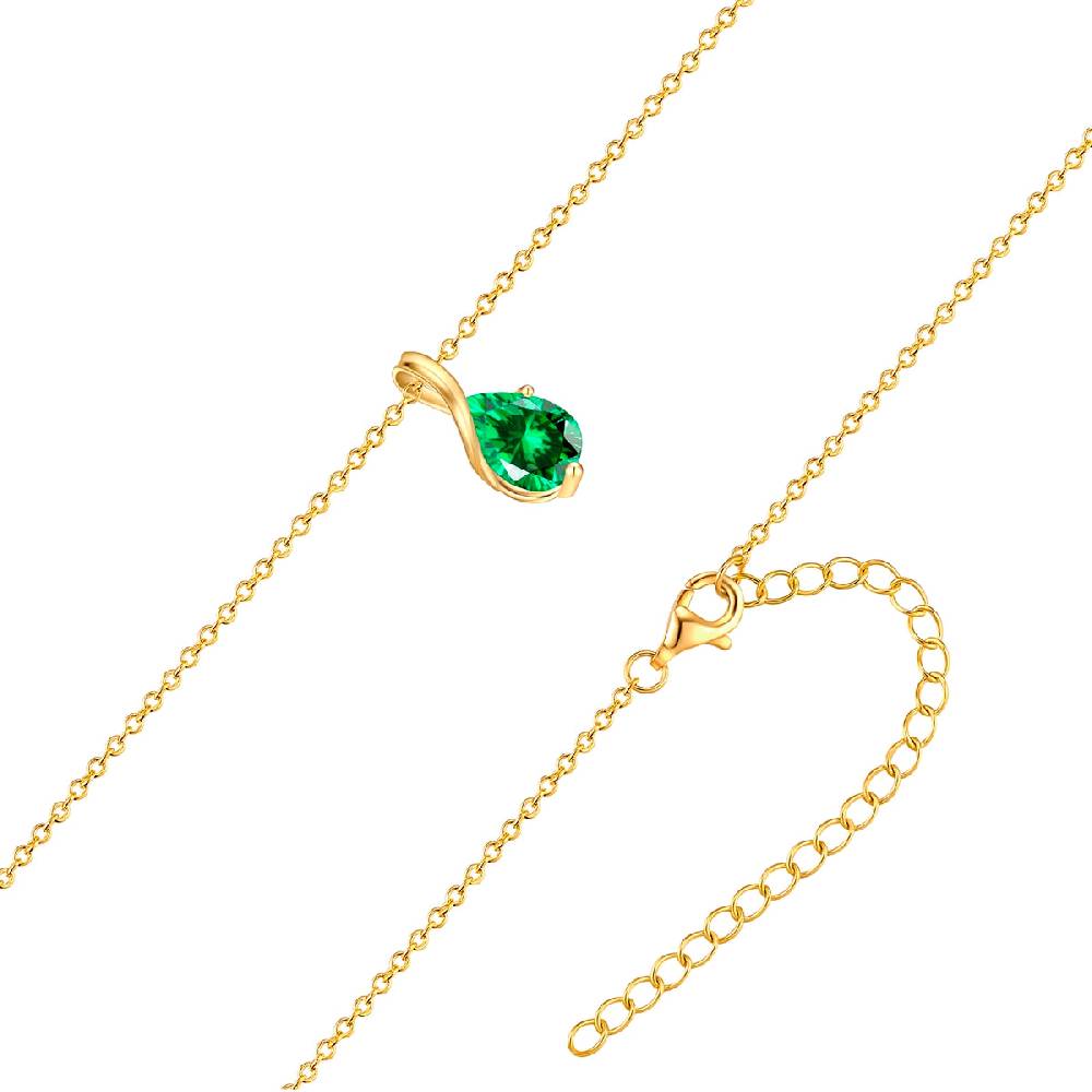 Rafaela Donata Kette mit Anhänger Sterling Silber gelbgold Zirkonia grün Fabrik Onlineshop