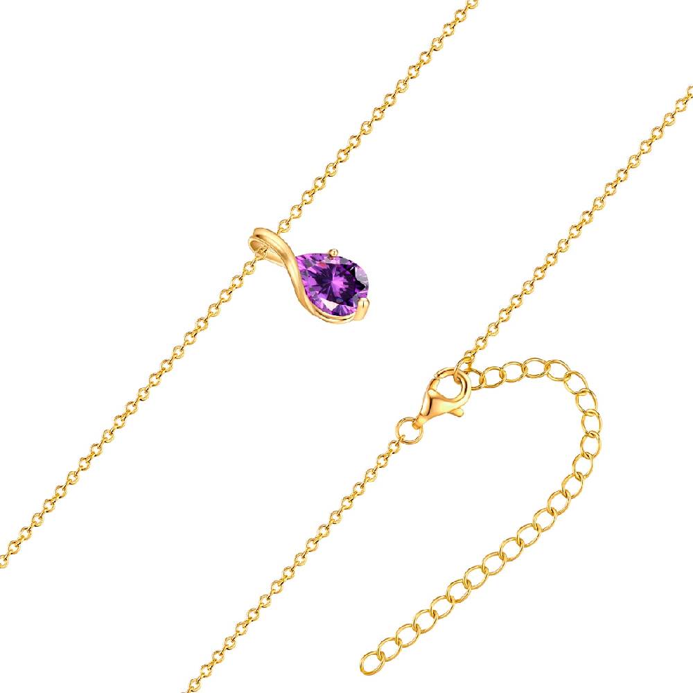 Rafaela Donata Kette mit Anhänger Sterling Silber gelbgold Zirkonia violett Versandkostenfrei