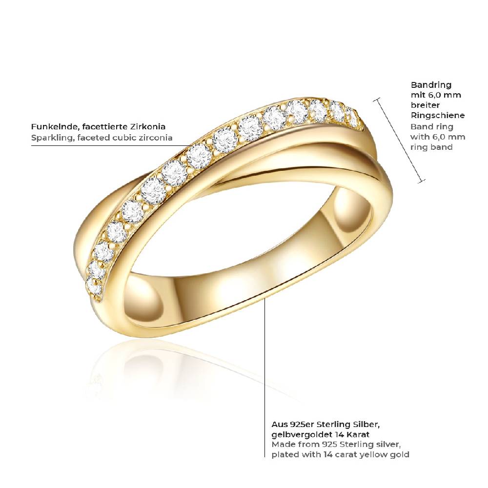 Rafaela Donata Ring Sterling Silber gelbgold Zirkonia weiß 50% Rabatt mit kostenlosem Versand