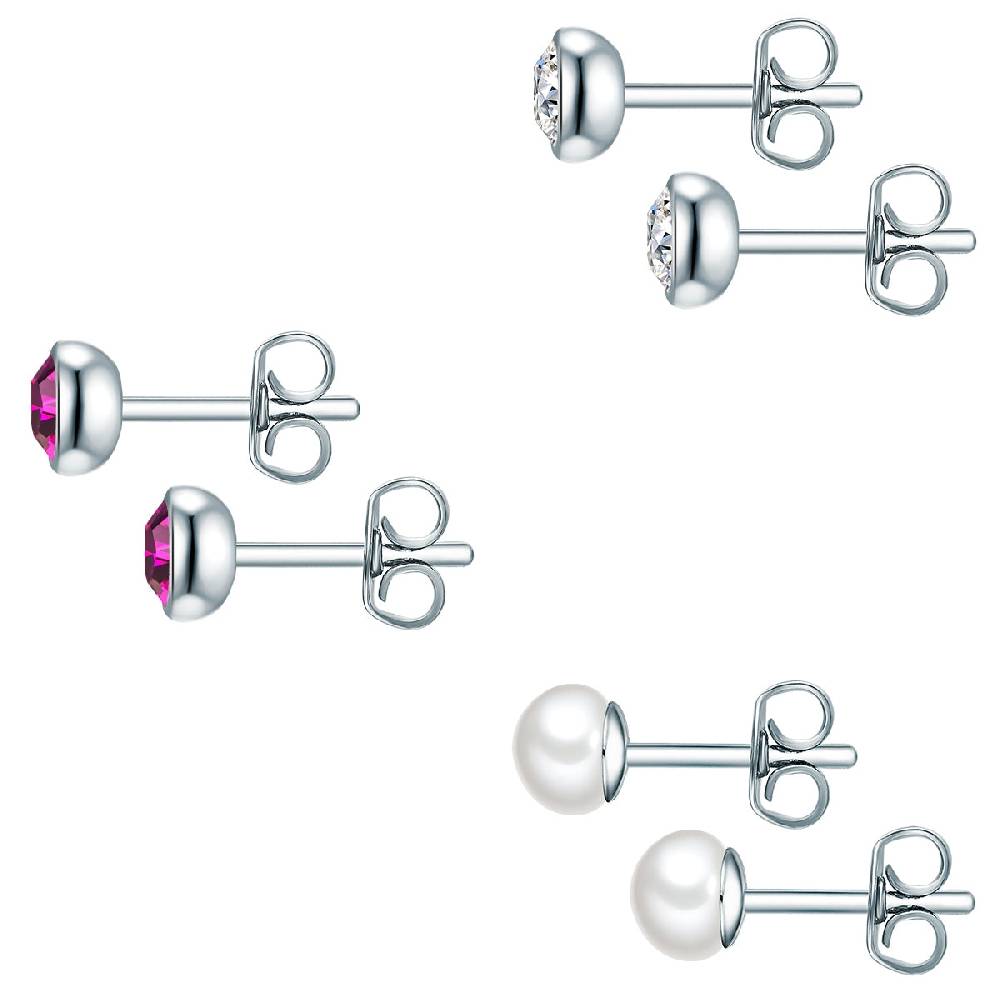 Rafaela Donata 3er Set Ohrstecker Sterling Silber Süßwasser-Zuchtperle weiß verziert mit Kristallen von Swarovski® Speichern exportieren