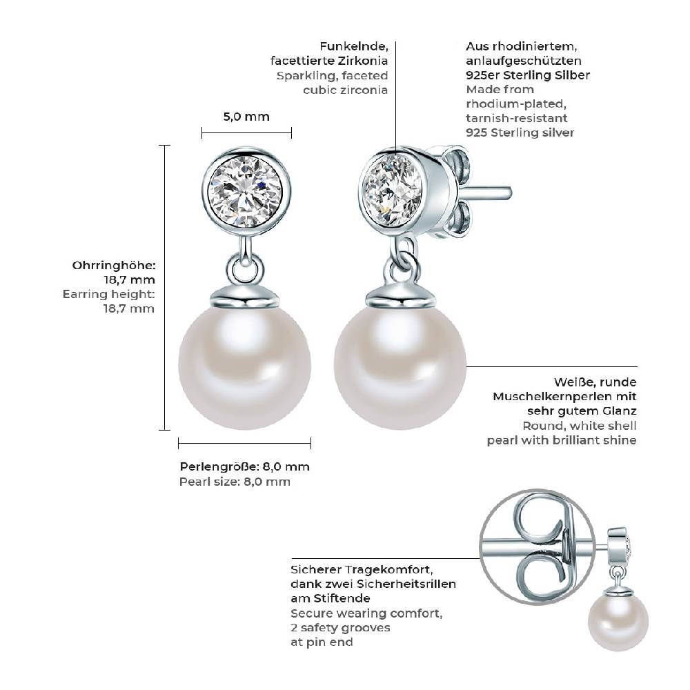 Rafaela Donata Ohrstecker Sterling Silber Südsee-Muschelkernperle weiß Zirkonia weiß Jubiläumsangebot