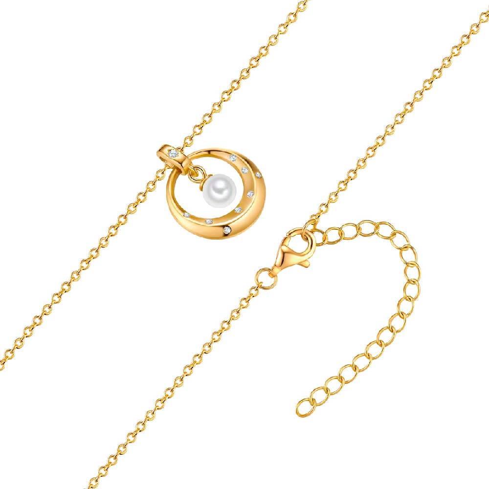 Rafaela Donata Kette mit Anhänger Sterling Silber gelbgold Muschelkernperle weiß Zirkonia weiß 2025