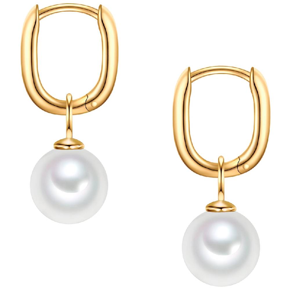 Rafaela Donata Creolen Sterling Silber gelbgold Zirkonia weiß Muschelkernperle weiß Vatertagsangebot